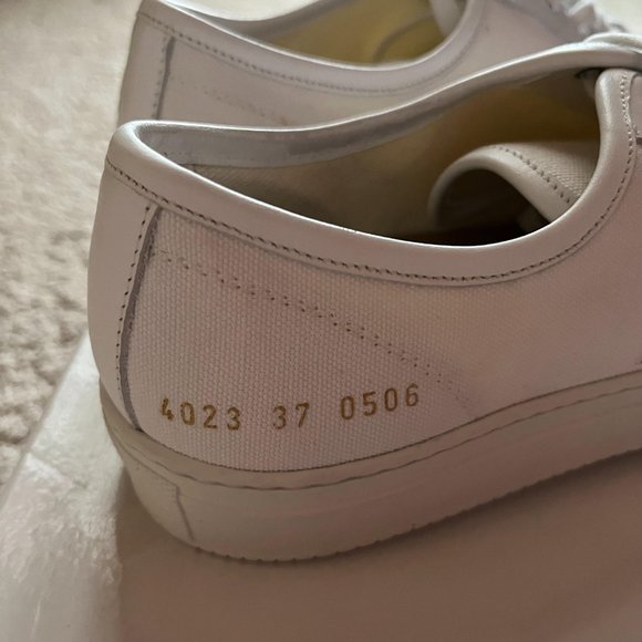 NEW Common Projects White/Off White Tournament Low Canvas Sneaker - Picture 4 of 6